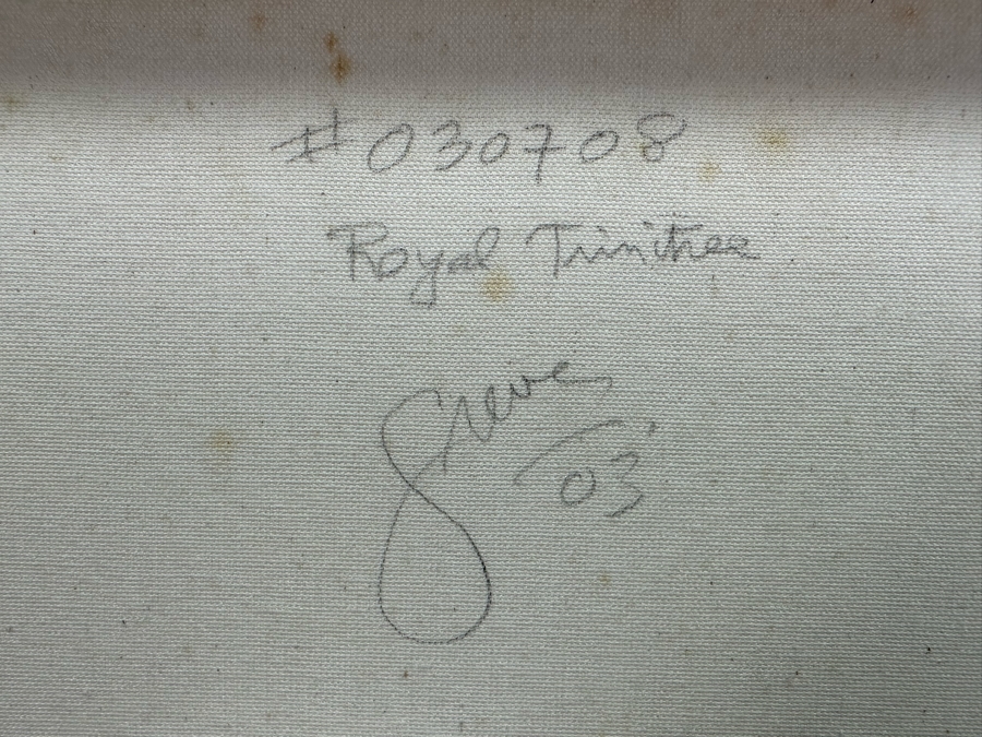 Gerrit Greve (1948-2024, Cardiff by the Sea, CA) Original Mixed Media Icon Series Acrylic Painting On Canvas Titled 'Royal Trinitree' 2003 Signed Verso 16' X 20' Estimate $1,000-$2,000 [Photo 3]