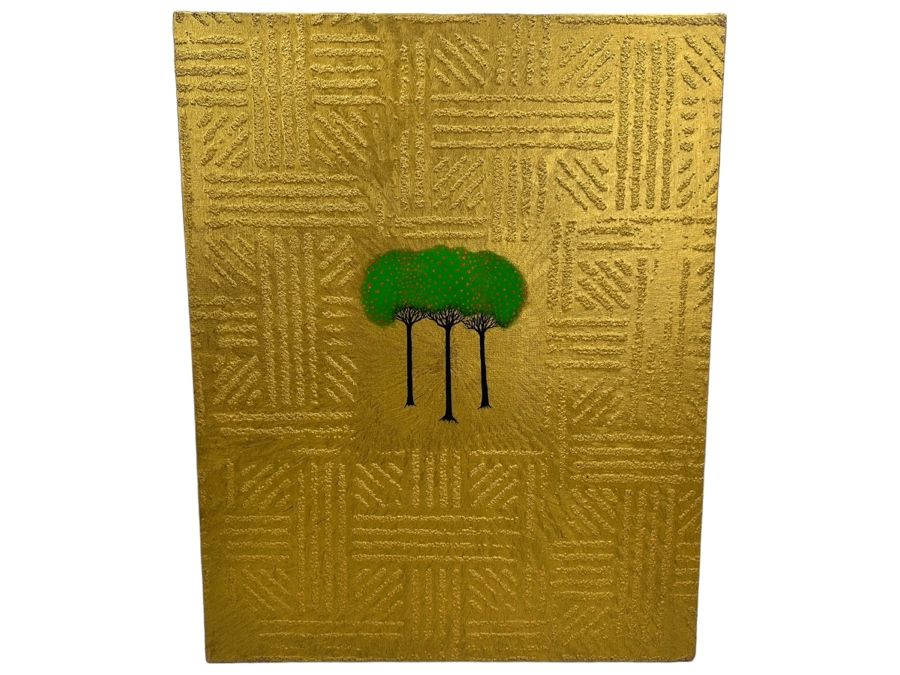 Gerrit Greve (1948-2024, Cardiff by the Sea, CA) Original Mixed Media Icon Series Acrylic Painting On Canvas Titled 'Trinitree Of Life' 2003 Signed Verso 16' X 20' Estimate $1,000-$2,000 [Photo 1]