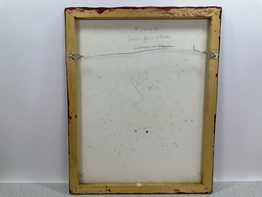 Gerrit Greve (1948-2024, Cardiff by the Sea, CA) Original Mixed Media Icon Series Acrylic Painting On Canvas Titled 'Deesis For A Witness' 2003 Signed Verso 16' X 20' Estimate $1,000-$2,000 [Photo 6]