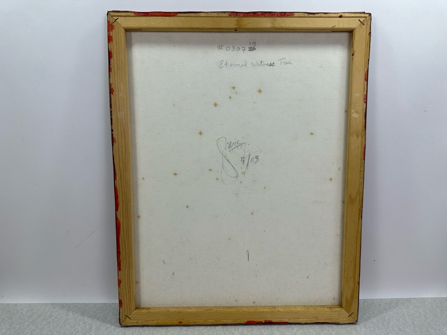 Gerrit Greve (1948-2024, Cardiff by the Sea, CA) Original Mixed Media Icon Series Acrylic Painting On Canvas Titled 'Eternal Witness Tree' 2003 Signed Verso 16' X 20' Estimate $1,000-$2,000 [Photo 5]