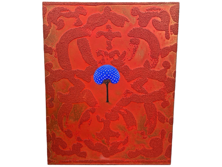Gerrit Greve (1948-2024, Cardiff by the Sea, CA) Original Mixed Media Icon Series Acrylic Painting On Canvas Titled 'Eternal Witness Tree' 2003 Signed Verso 16' X 20' Estimate $1,000-$2,000 [Photo 1]