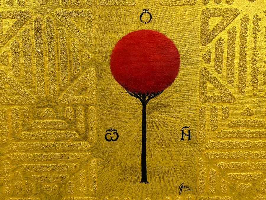 Gerrit Greve (1948-2024, Cardiff by the Sea, CA) Original Mixed Media Icon Series Acrylic Painting On Canvas Signed Front 16' X 20' Estimate $1,000-$2,000 [Photo 3]