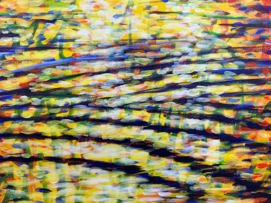 Gerrit Greve (1948-2024, Cardiff by the Sea, CA) Original Abstract Ripple Acrylic Painting On Canvas Titled 'Good Things Happen When You're Happy' 2019 Signed Verso 20' X 16' Estimate $1,000-$2,000 [Photo 3]