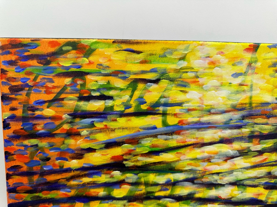 Gerrit Greve (1948-2024, Cardiff by the Sea, CA) Original Abstract Ripple Acrylic Painting On Canvas Titled 'Good Things Happen When You're Happy' 2019 Signed Verso 20' X 16' Estimate $1,000-$2,000 [Photo 4]