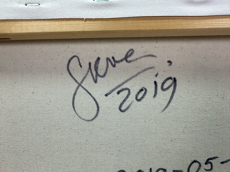 Gerrit Greve (1948-2024, Cardiff by the Sea, CA) Original Abstract Ripple Acrylic Painting On Canvas Titled 'Good Things Happen When You're Happy' 2019 Signed Verso 20' X 16' Estimate $1,000-$2,000 [Photo 6]