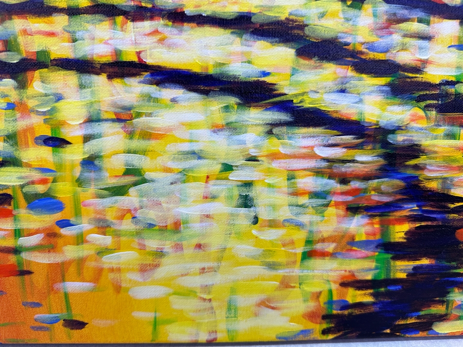 Gerrit Greve (1948-2024, Cardiff by the Sea, CA) Original Abstract Ripple Acrylic Painting On Canvas Titled 'Good Things Happen When You're Happy' 2019 Signed Verso 20' X 16' Estimate $1,000-$2,000 [Photo 2]