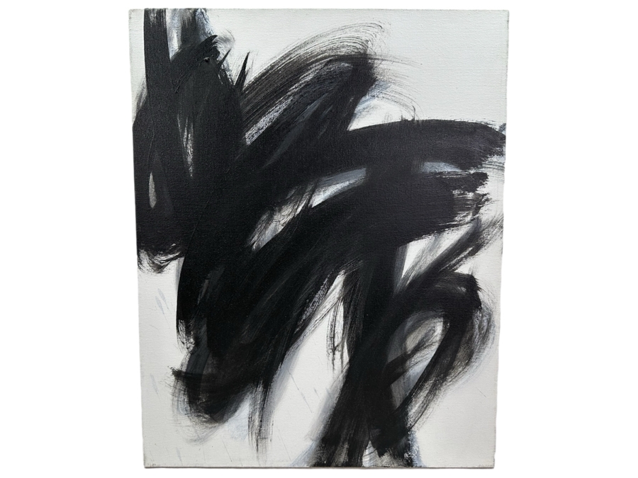 Gerrit Greve (1948-2024, Cardiff by the Sea, CA) Original Abstract Calligraphy Acrylic Painting On Canvas Signed Verso 16' X 20' Estimate $1,000-$2,000 [Photo 1]
