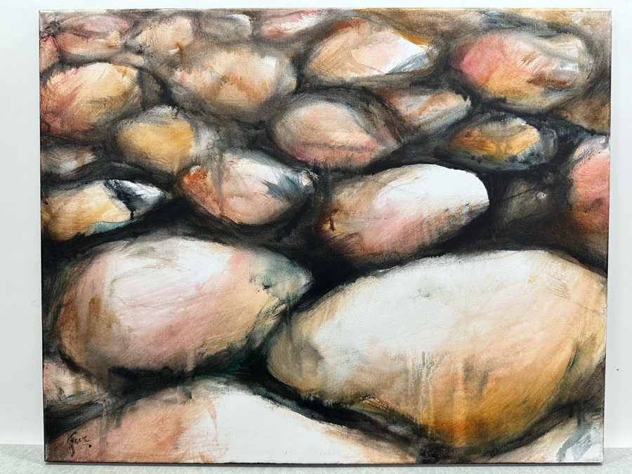 Gerrit Greve (1948-2024, Cardiff by the Sea, CA) Original Abstract Acrylic Painting On Canvas Titled 'Water Rocks 36' 2019 Signed Verso 20' X 16' Estimate $1,000-$2,000 [Photo 2]
