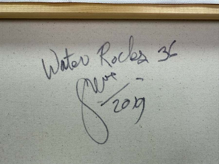 Gerrit Greve (1948-2024, Cardiff by the Sea, CA) Original Abstract Acrylic Painting On Canvas Titled 'Water Rocks 36' 2019 Signed Verso 20' X 16' Estimate $1,000-$2,000 [Photo 4]