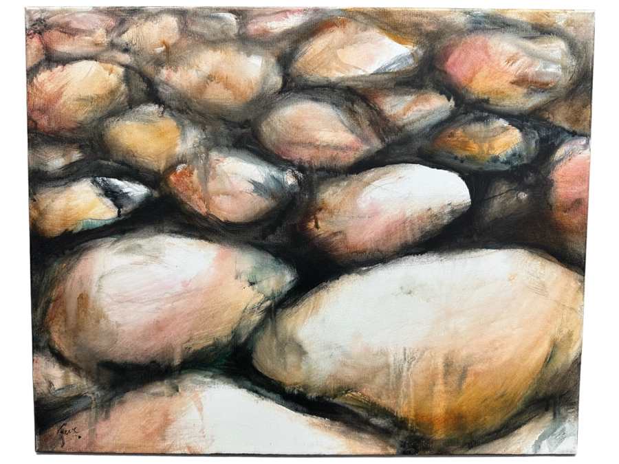 Gerrit Greve (1948-2024, Cardiff by the Sea, CA) Original Abstract Acrylic Painting On Canvas Titled 'Water Rocks 36' 2019 Signed Verso 20' X 16' Estimate $1,000-$2,000 [Photo 1]