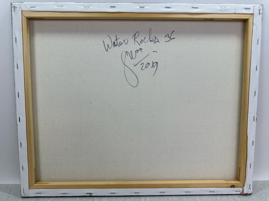 Gerrit Greve (1948-2024, Cardiff by the Sea, CA) Original Abstract Acrylic Painting On Canvas Titled 'Water Rocks 36' 2019 Signed Verso 20' X 16' Estimate $1,000-$2,000 [Photo 7]