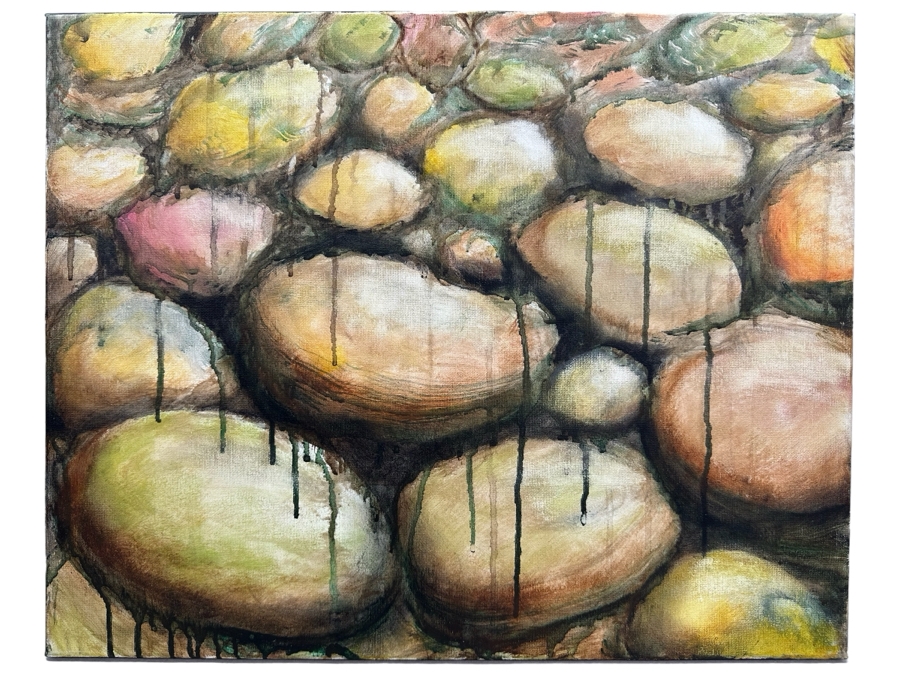 Gerrit Greve (1948-2024, Cardiff by the Sea, CA) Original Abstract Acrylic Painting On Canvas Titled 'Water Rocks 34' 2019 Signed Verso 20' X 16' Estimate $1,000-$2,000 [Photo 1]
