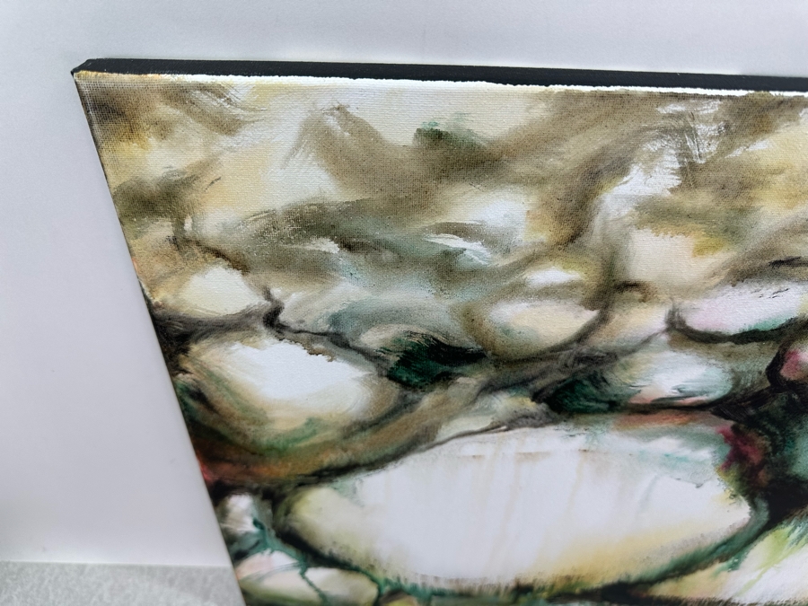 Gerrit Greve (1948-2024, Cardiff by the Sea, CA) Original Abstract Acrylic Painting On Canvas Titled 'Water Rocks 35' 2019 Signed Verso 20' X 16' Estimate $1,000-$2,000 [Photo 4]