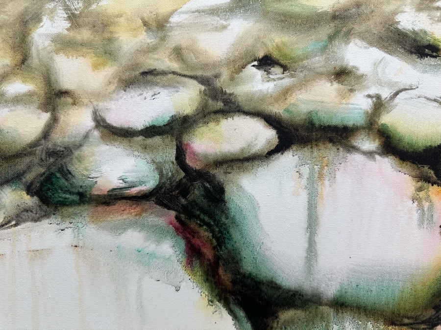 Gerrit Greve (1948-2024, Cardiff by the Sea, CA) Original Abstract Acrylic Painting On Canvas Titled 'Water Rocks 35' 2019 Signed Verso 20' X 16' Estimate $1,000-$2,000 [Photo 3]