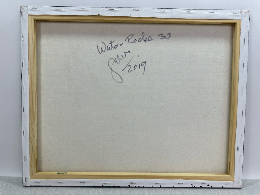 Gerrit Greve (1948-2024, Cardiff by the Sea, CA) Original Abstract Acrylic Painting On Canvas Titled 'Water Rocks 33' 2019 Signed Verso 20' X 16' Estimate $1,000-$2,000 [Photo 5]