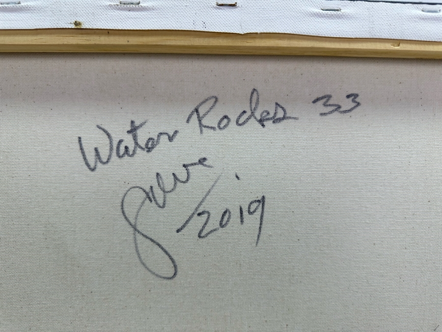 Gerrit Greve (1948-2024, Cardiff by the Sea, CA) Original Abstract Acrylic Painting On Canvas Titled 'Water Rocks 33' 2019 Signed Verso 20' X 16' Estimate $1,000-$2,000 [Photo 6]