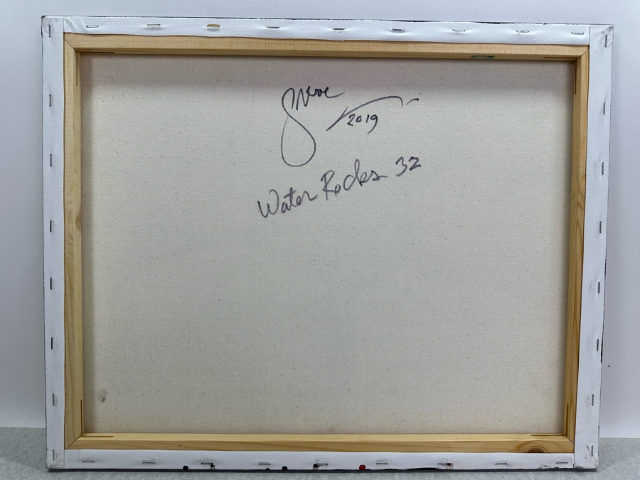 Gerrit Greve (1948-2024, Cardiff by the Sea, CA) Original Abstract Acrylic Painting On Canvas Titled 'Water Rocks 32' 2019 Signed Verso 20' X 16' Estimate $1,000-$2,000 [Photo 5]