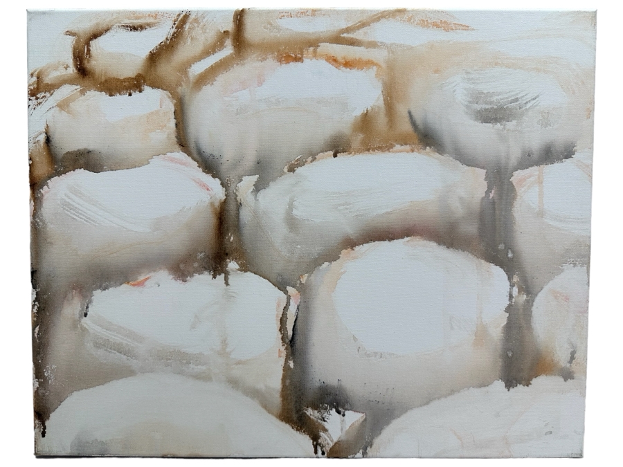 Gerrit Greve (1948-2024, Cardiff by the Sea, CA) Original Abstract Acrylic Painting On Canvas Titled 'Water Rocks 32' 2019 Signed Verso 20' X 16' Estimate $1,000-$2,000 [Photo 1]