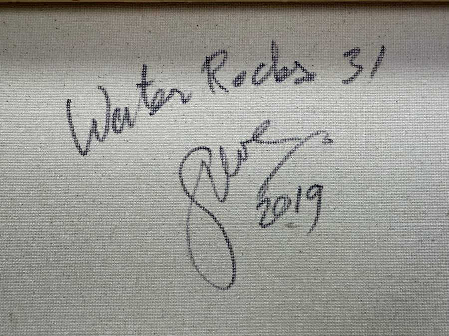 Gerrit Greve (1948-2024, Cardiff by the Sea, CA) Original Abstract Acrylic Painting On Canvas Titled 'Water Rocks 31' 2019 Signed Verso 20' X 16' Estimate $1,000-$2,000 [Photo 7]