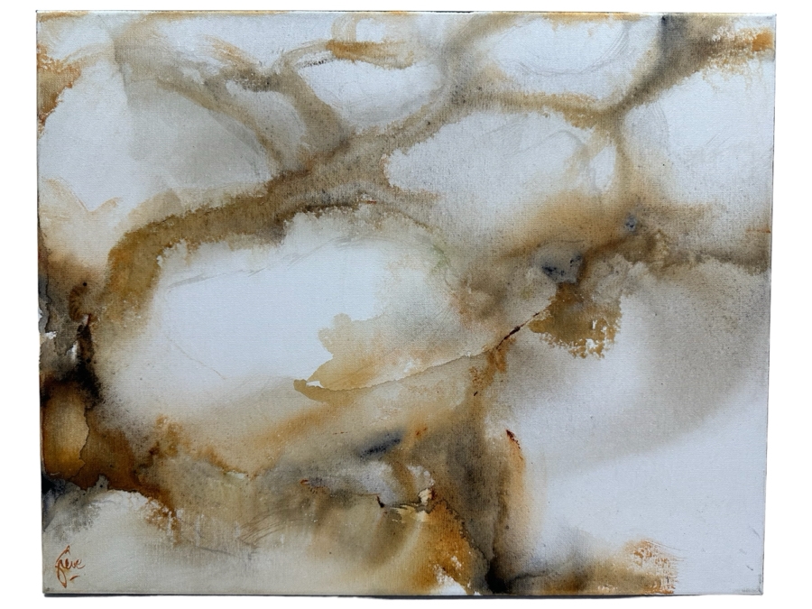 Gerrit Greve (1948-2024, Cardiff by the Sea, CA) Original Abstract Acrylic Painting On Canvas Titled 'Water Rocks 31' 2019 Signed Verso 20' X 16' Estimate $1,000-$2,000 [Photo 1]