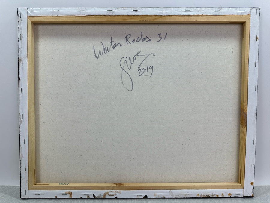 Gerrit Greve (1948-2024, Cardiff by the Sea, CA) Original Abstract Acrylic Painting On Canvas Titled 'Water Rocks 31' 2019 Signed Verso 20' X 16' Estimate $1,000-$2,000 [Photo 6]