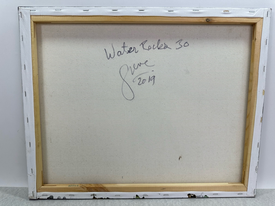 Gerrit Greve (1948-2024, Cardiff by the Sea, CA) Original Abstract Acrylic Painting On Canvas Titled 'Water Rocks 30' 2019 Signed Verso 20' X 16' Estimate $1,000-$2,000 [Photo 5]