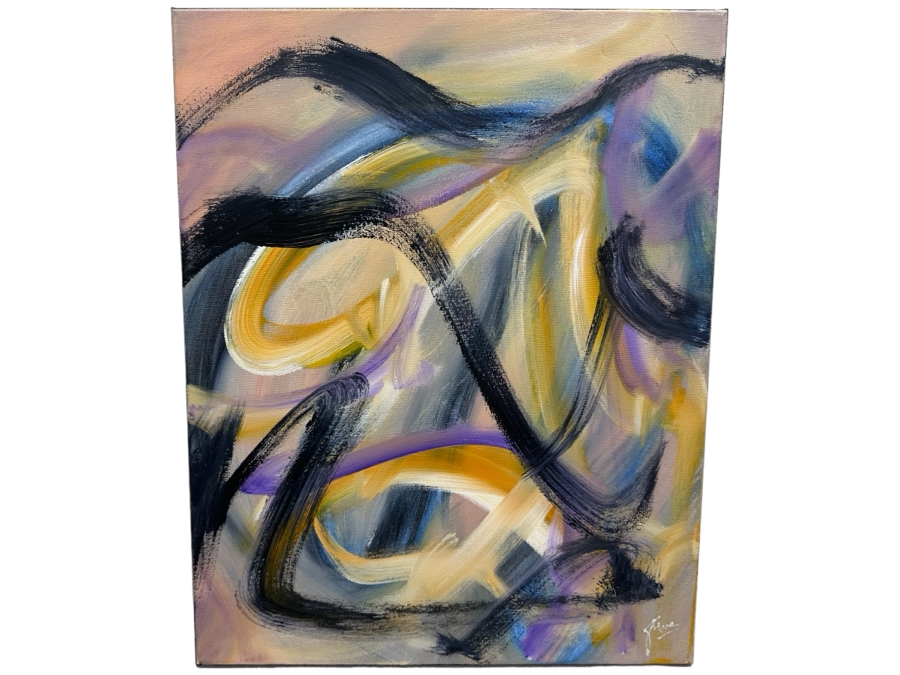 Gerrit Greve (1948-2024, Cardiff by the Sea, CA) Original Abstract Acrylic Painting On Canvas 2019 Signed Verso 16' X 20' Estimate $1,000-$2,000 [Photo 1]