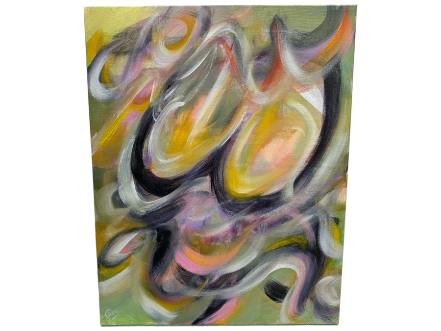 Gerrit Greve (1948-2024, Cardiff by the Sea, CA) Original Abstract Nude Woman Acrylic Painting On Canvas 2018 Signed Verso 16' X 20' Estimate $1,000-$2,000 [Photo 1]