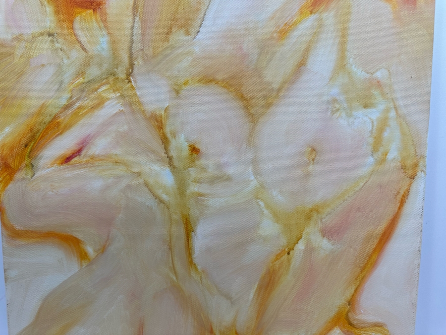 Gerrit Greve (1948-2024, Cardiff by the Sea, CA) Original Abstract Nude Woman Acrylic Painting On Canvas Signed Front 16' X 20' Estimate $1,000-$2,000 [Photo 2]