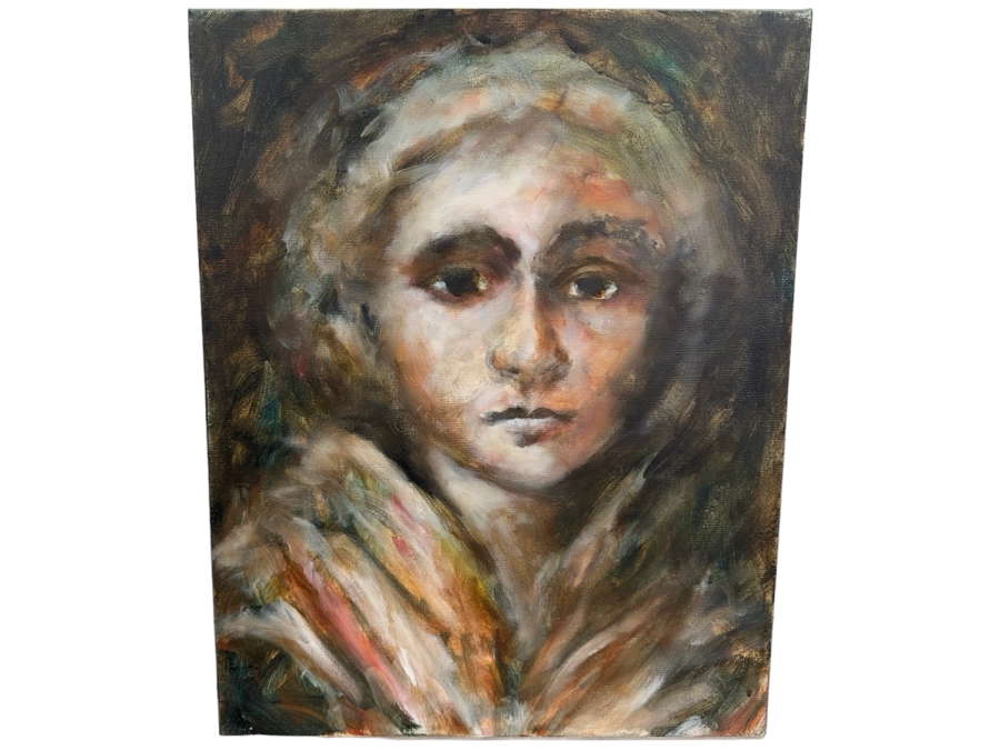 Gerrit Greve (1948-2024, Cardiff by the Sea, CA) Original Abstract Portrait Acrylic Painting On Canvas 2017 Signed Verso 16' X 20' Estimate $1,000-$2,000 [Photo 1]