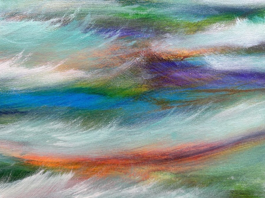 Gerrit Greve (1948-2024, Cardiff by the Sea, CA) Original Abstract Ocean Waves Acrylic Painting On Canvas Signed Front 16' X 20' Estimate $1,000-$2,000 [Photo 2]