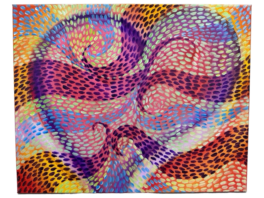 Gerrit Greve (1948-2024, Cardiff by the Sea, CA) Original Abstract Heart Acrylic Painting On Canvas 2020 Signed Verso 20' X 16' Estimate $1,000-$2,000