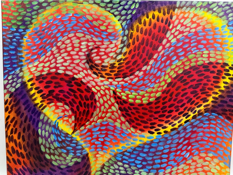 Gerrit Greve (1948-2024, Cardiff by the Sea, CA) Original Abstract Heart Acrylic Painting On Canvas 2020 Signed Verso 20' X 16' Estimate $1,000-$2,000 [Photo 2]