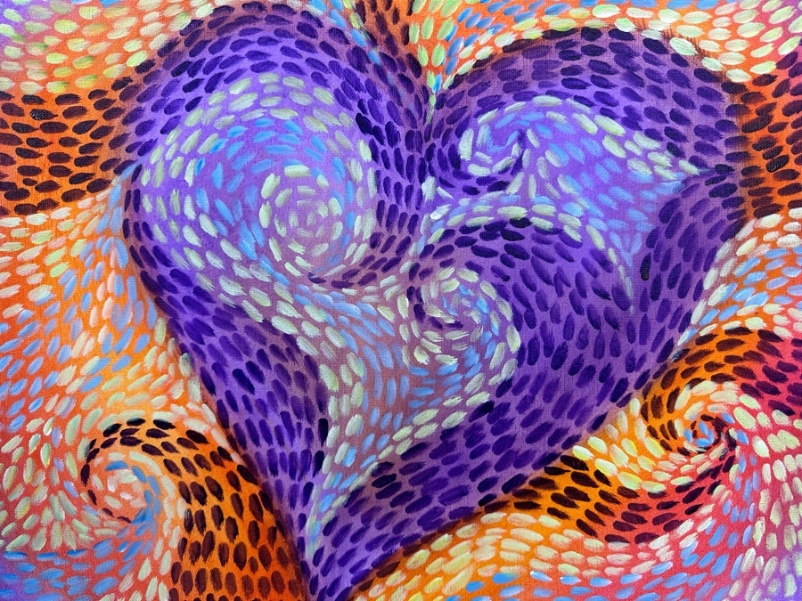 Gerrit Greve (1948-2024, Cardiff by the Sea, CA) Original Abstract Heart Acrylic Painting On Canvas 2020 Signed Verso 20' X 16' Estimate $1,000-$2,000 [Photo 2]