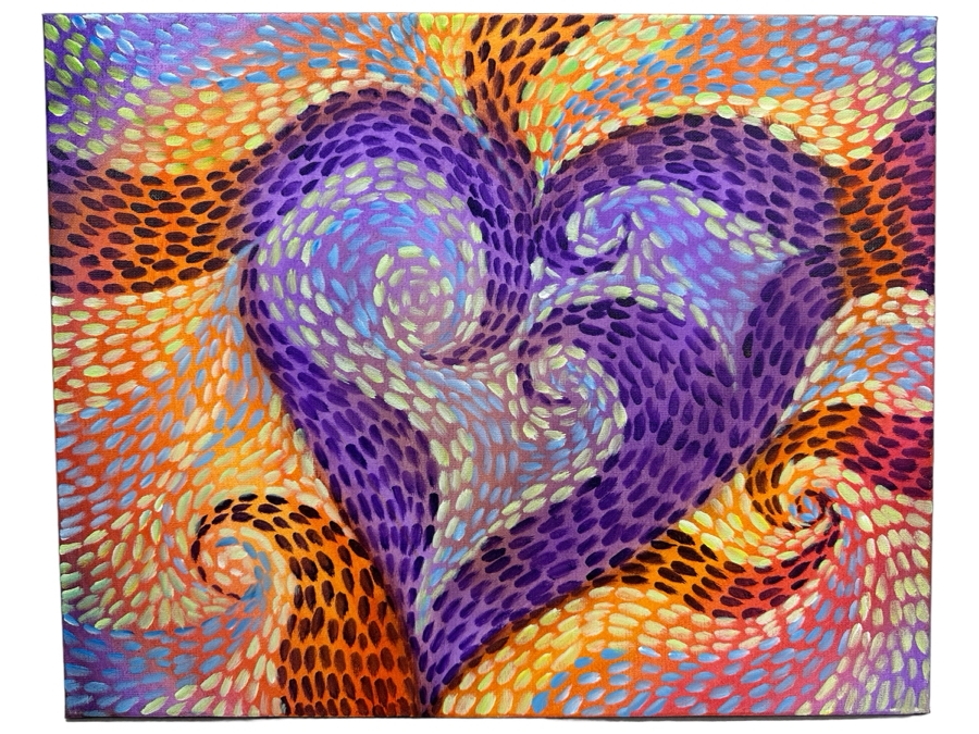 Gerrit Greve (1948-2024, Cardiff by the Sea, CA) Original Abstract Heart Acrylic Painting On Canvas 2020 Signed Verso 20' X 16' Estimate $1,000-$2,000