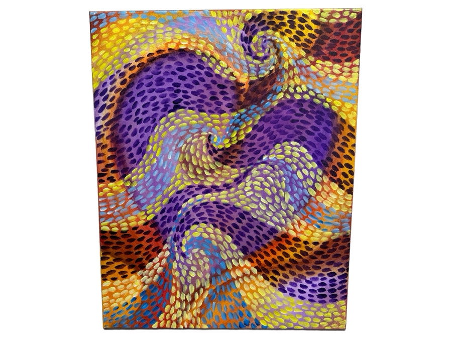 Gerrit Greve (1948-2024, Cardiff by the Sea, CA) Original Abstract Heart Acrylic Painting On Canvas 2020 Signed Verso 16' X 20' Estimate $1,000-$2,000