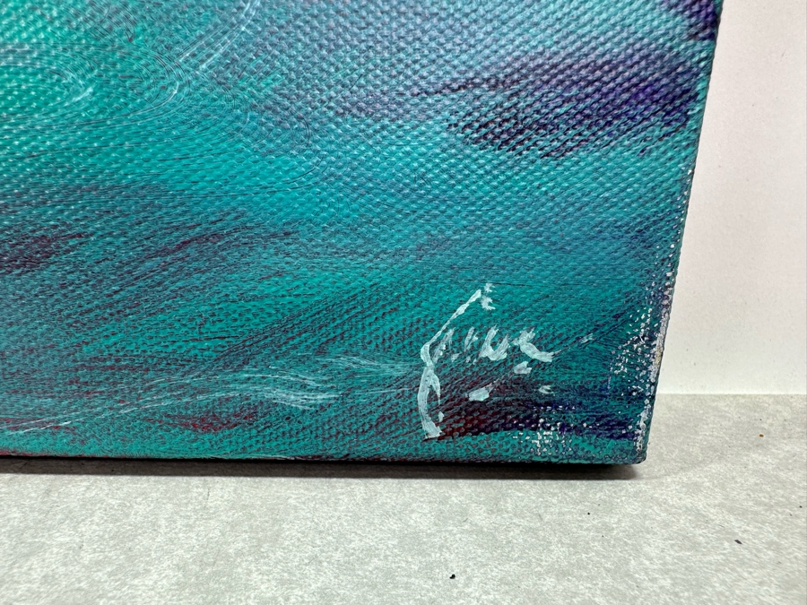 Gerrit Greve (1948-2024, Cardiff by the Sea, CA) Original Abstract Ocean Waves Acrylic Painting On Canvas Titled 'Storm Ocean' 2018 Signed Front & Verso 20' X 16' Estimate $1,000-$2,000 [Photo 2]