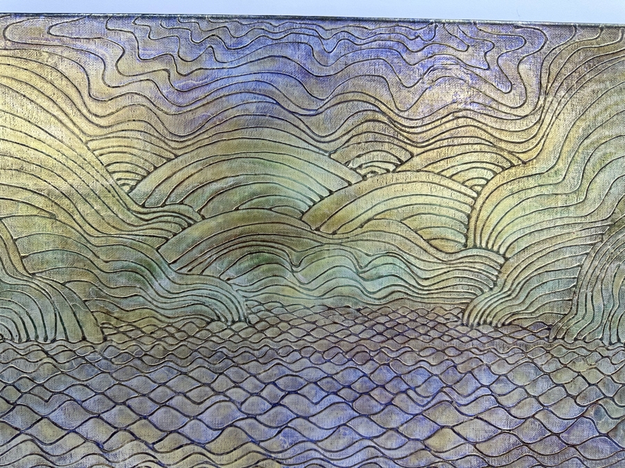 Gerrit Greve (1948-2024, Cardiff by the Sea, CA) Original Mixed Media Wave Acrylic Painting On Canvas Titled 'Dreamscape 14' 2014 Signed Verso 20' X 16' Estimate $1,000-$2,000 [Photo 3]