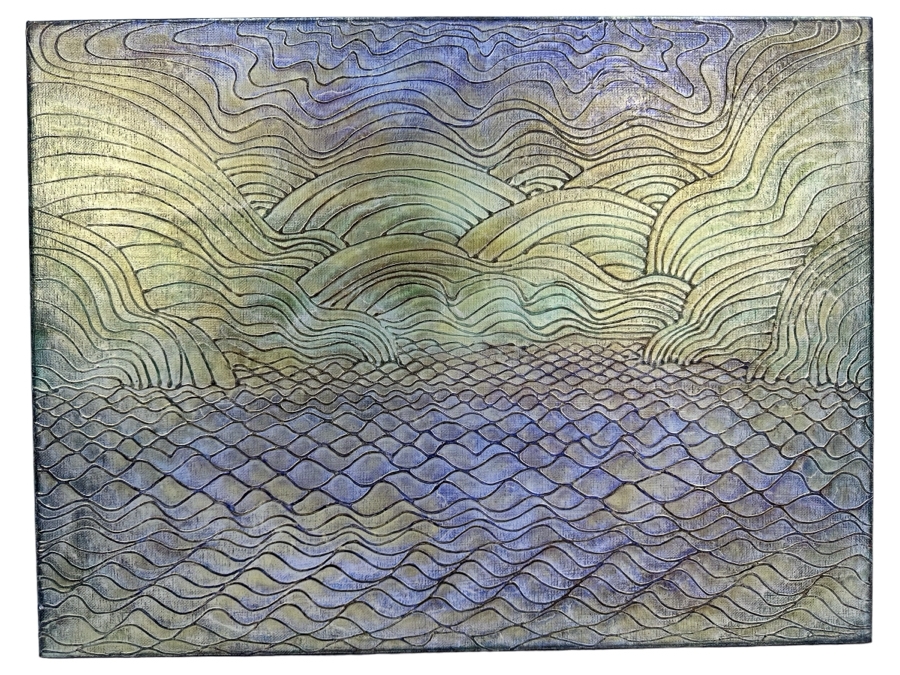 Gerrit Greve (1948-2024, Cardiff by the Sea, CA) Original Mixed Media Wave Acrylic Painting On Canvas Titled 'Dreamscape 14' 2014 Signed Verso 20' X 16' Estimate $1,000-$2,000 [Photo 1]