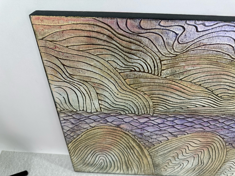 Gerrit Greve (1948-2024, Cardiff by the Sea, CA) Original Mixed Media Wave Acrylic Painting On Canvas Titled 'Dreamscape 13' 2014 Signed Verso 20' X 16' Estimate $1,000-$2,000 [Photo 5]