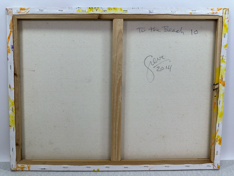 Gerrit Greve (1948-2024, Cardiff by the Sea, CA) Original Abstract Textured Sand Wave Acrylic Painting On Canvas Titled 'To The Beach 10' 2014 Signed Verso 20' X 16' Estimate $1,000-$2,000 [Photo 6]