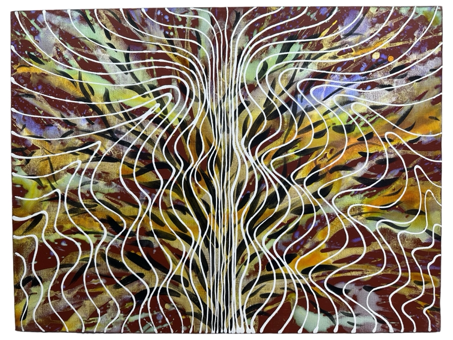 Gerrit Greve (1948-2024, Cardiff by the Sea, CA) Original Abstract Mixed Media Acrylic Painting On Canvas Signed Verso 20' X 16' Estimate $1,000-$2,000 [Photo 1]