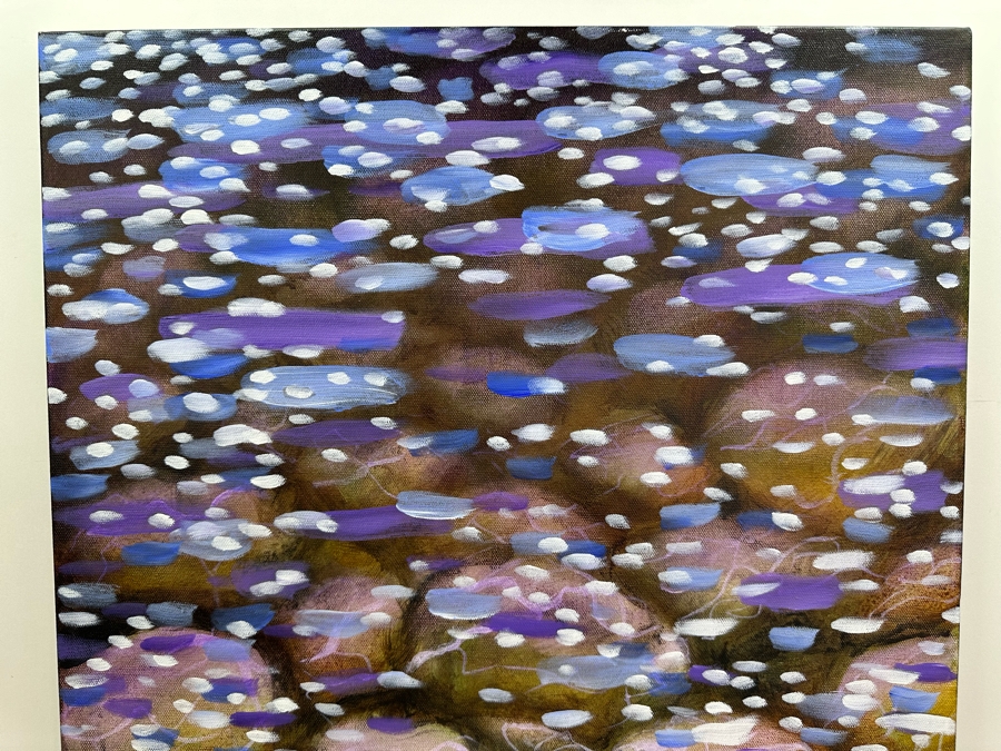 Gerrit Greve (1948-2024, Cardiff by the Sea, CA) Original Abstract Water Rocks Acrylic Painting On Canvas Titled 'Wonder Beneath The Surface 6' 2015 Signed Verso 16' X 20' Estimate $1,000-$2,000 [Photo 4]