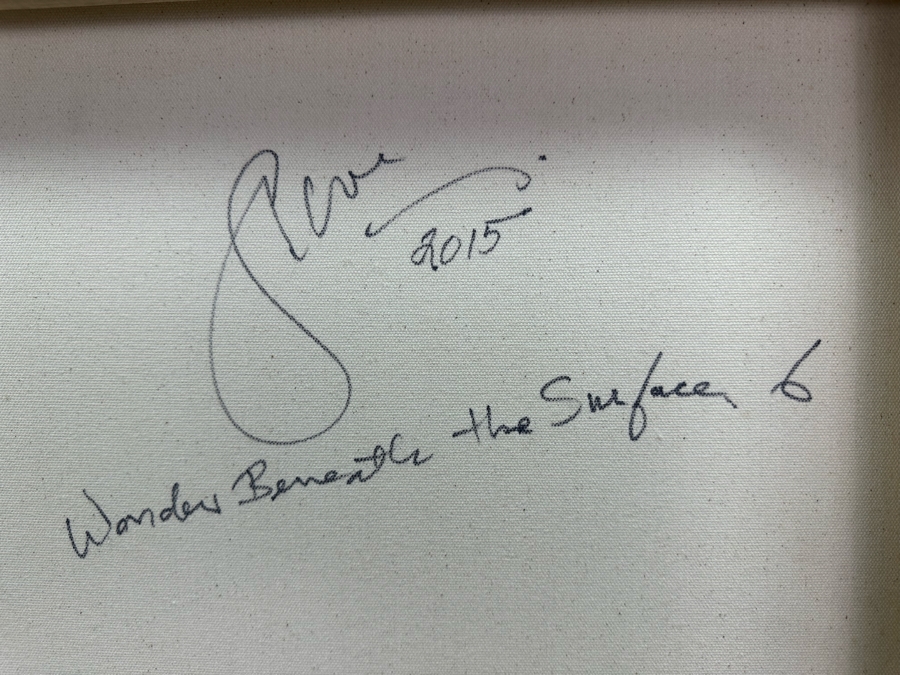 Gerrit Greve (1948-2024, Cardiff by the Sea, CA) Original Abstract Water Rocks Acrylic Painting On Canvas Titled 'Wonder Beneath The Surface 6' 2015 Signed Verso 16' X 20' Estimate $1,000-$2,000 [Photo 8]