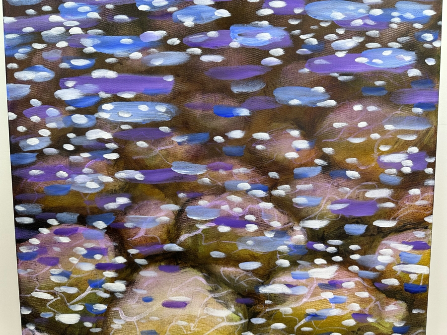 Gerrit Greve (1948-2024, Cardiff by the Sea, CA) Original Abstract Water Rocks Acrylic Painting On Canvas Titled 'Wonder Beneath The Surface 6' 2015 Signed Verso 16' X 20' Estimate $1,000-$2,000 [Photo 3]