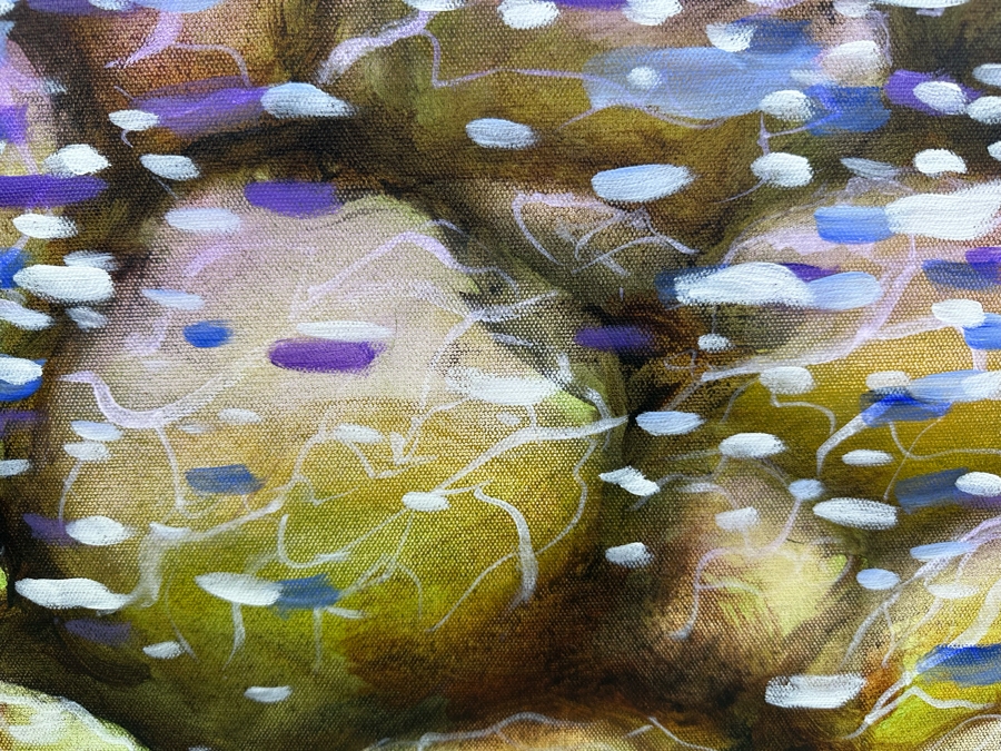 Gerrit Greve (1948-2024, Cardiff by the Sea, CA) Original Abstract Water Rocks Acrylic Painting On Canvas Titled 'Wonder Beneath The Surface 6' 2015 Signed Verso 16' X 20' Estimate $1,000-$2,000 [Photo 5]