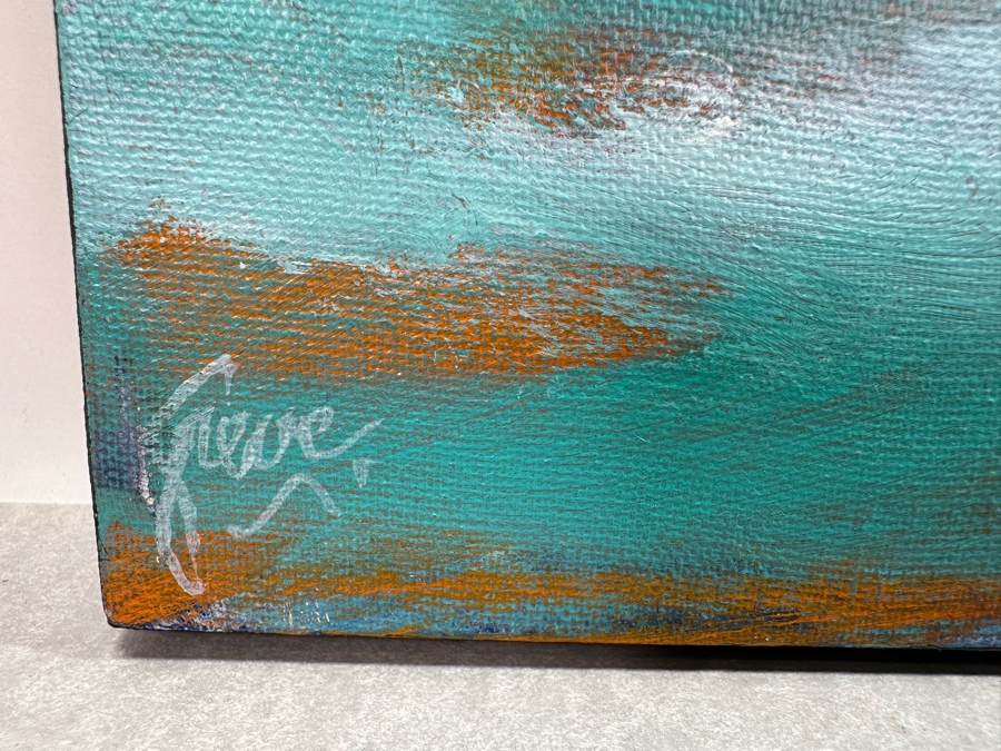 Gerrit Greve (1948-2024, Cardiff by the Sea, CA) Original Abstract Ocean Waves Acrylic Painting On Canvas Titled 'Storm Ocean' 2018 Signed Verso 20' X 16' Estimate $1,000-$2,000 [Photo 7]