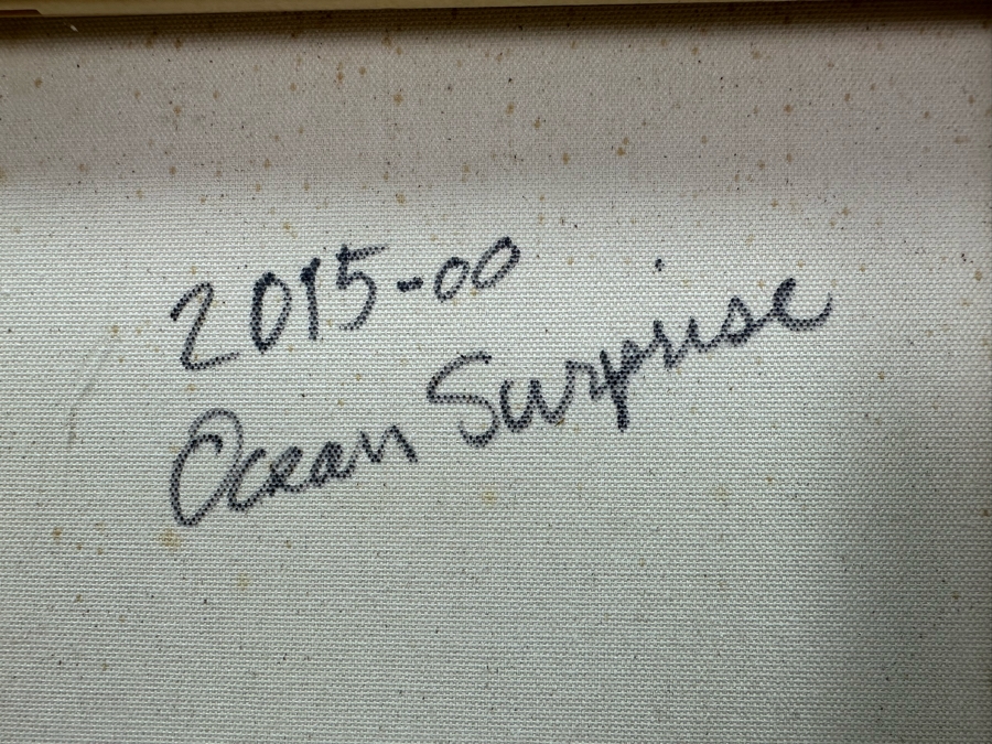 Gerrit Greve (1948-2024, Cardiff by the Sea, CA) Original Abstract Ocean Waves Acrylic Painting On Canvas Titled 'Ocean Surprise' 2015 Signed Verso 24' X 20' Estimate $1,000-$2,000 [Photo 6]