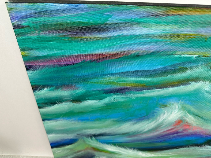 Gerrit Greve (1948-2024, Cardiff by the Sea, CA) Original Abstract Ocean Waves Acrylic Painting On Canvas Titled 'Ocean Surprise' 2015 Signed Verso 24' X 20' Estimate $1,000-$2,000 [Photo 3]