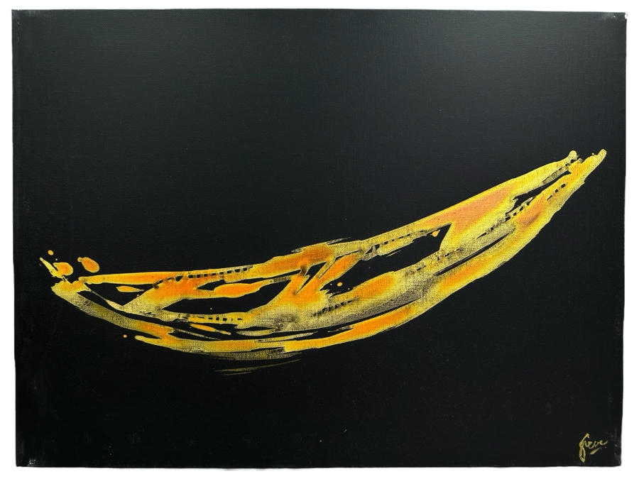 Gerrit Greve (1948-2024, Cardiff by the Sea, CA) Original Abstract Spirit Boats Acrylic Painting On Canvas 2018 Signed Verso 24' X 20' Estimate $1,000-$2,000 [Photo 1]